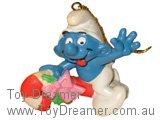 Smurf Riding Christmas Candy Cane - Genuine